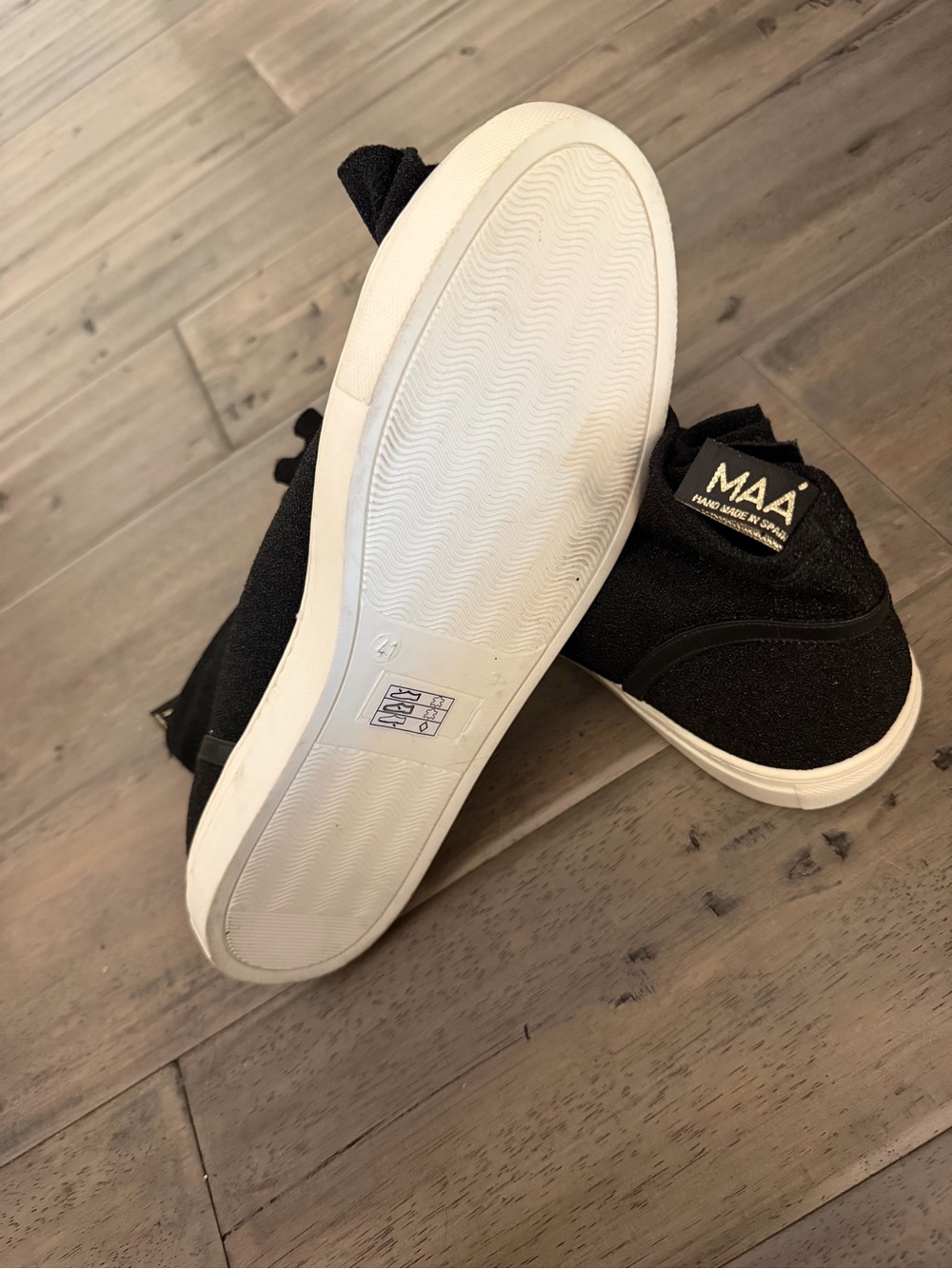 MAA handmade Black Ruffle High-Top Slip-On Sneakers Sz 41 - Picture 5 of 5